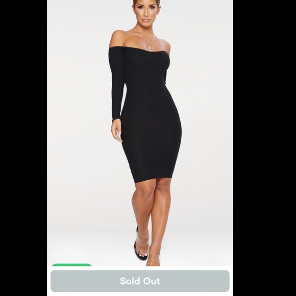PrettyLittleThing Dresses & Skirts - Black Bardot ripped long sleeve Midi dress . (NEW)
